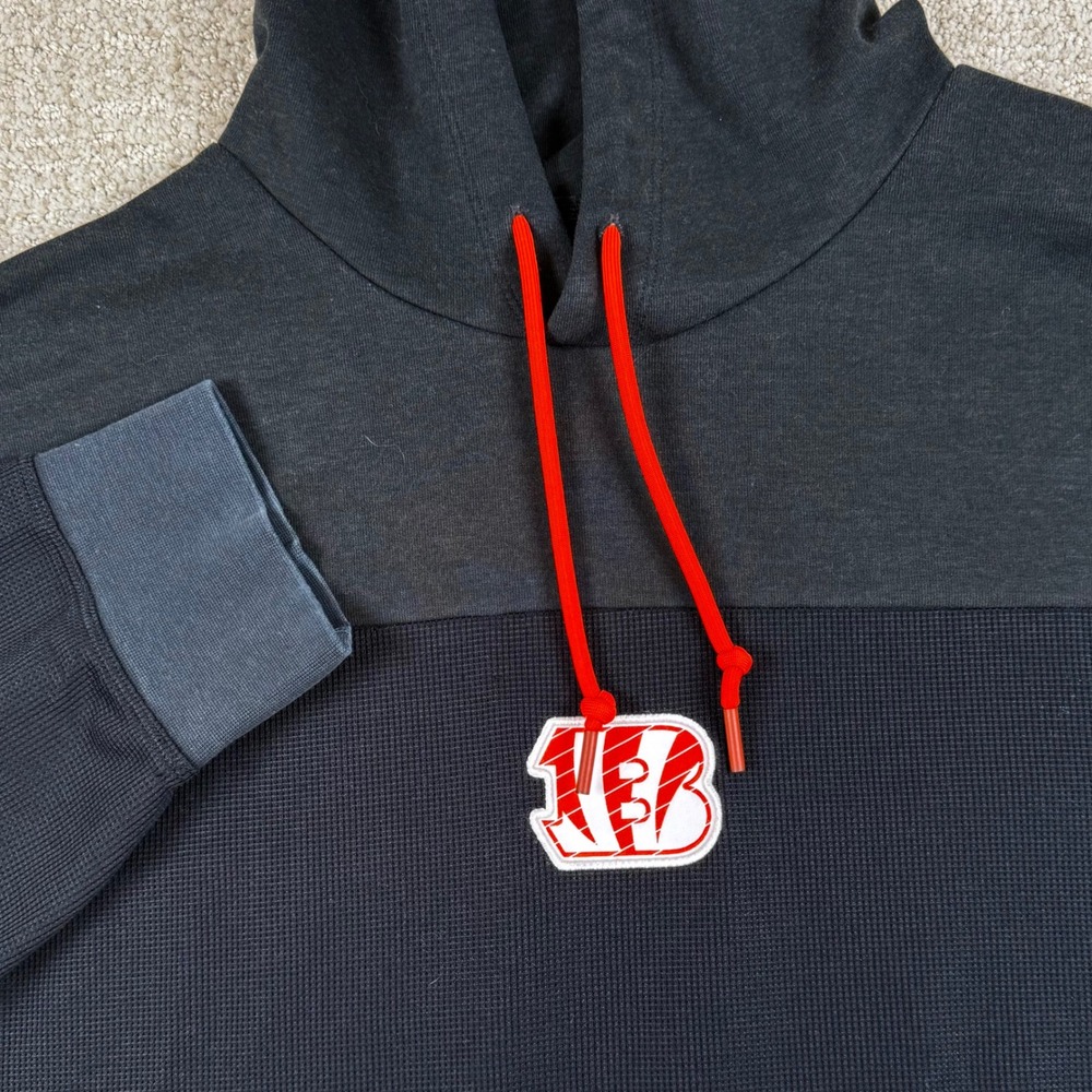Nike Mens XL Cincinnati Bengals NFL Black Waffle Knit Pullover Hoodie